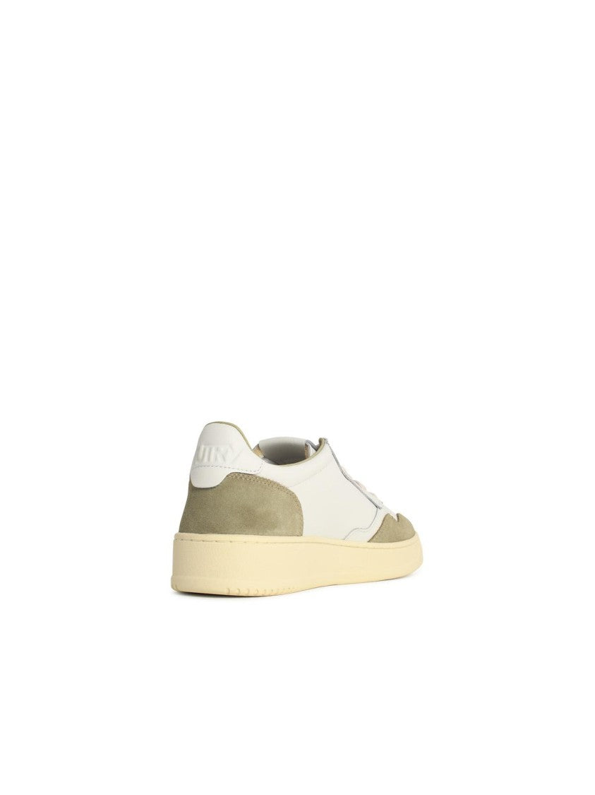 Autry 'Medalist Low' Green And White Leather And Suede Sneakers