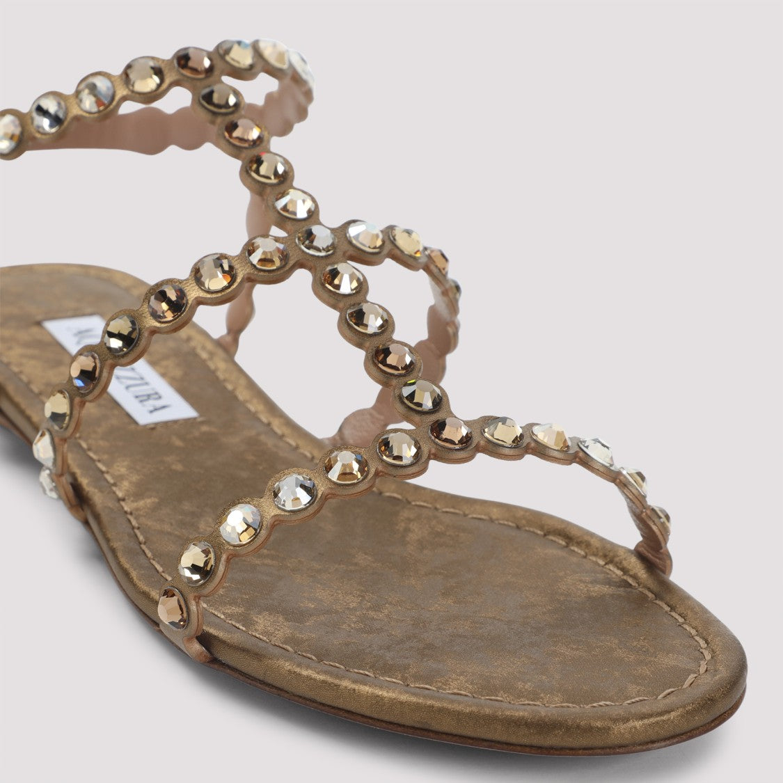Aquazzura Brass Goat Leather Tequila Sandal