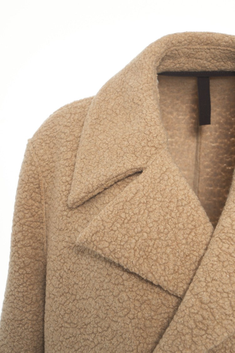 Harris Wharf London Textured Bouclé Peacoat With Wide Notch Lapels
