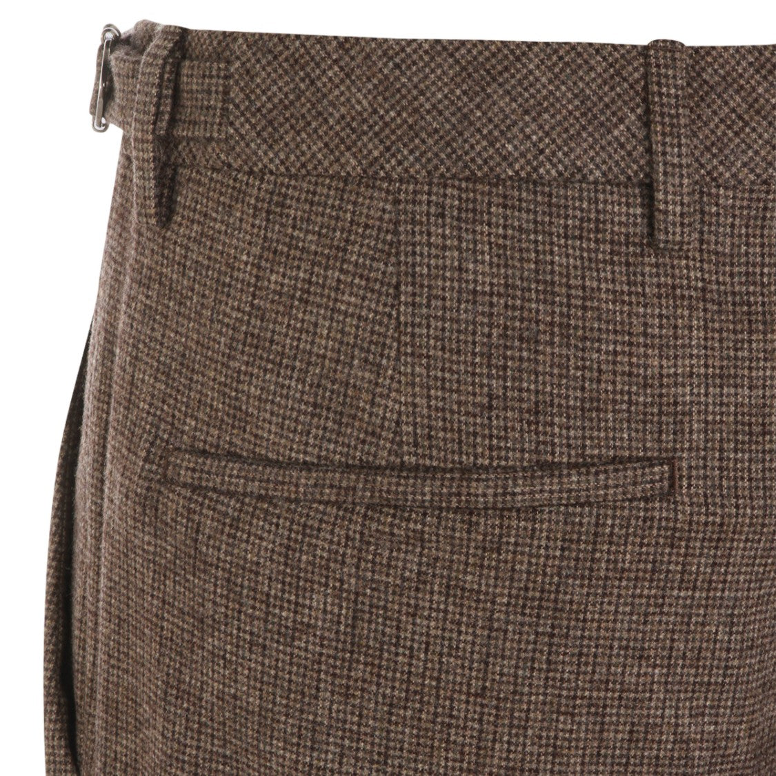 Gta Il Pantalone Tailored Brown Trousers With Textured Checkered Pattern