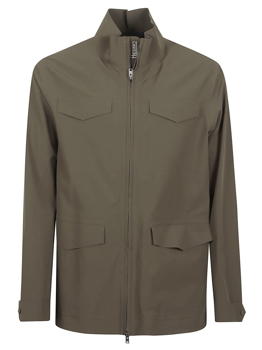 Herno Front-Zip Casual Jacket With Flap Pockets And High Collar