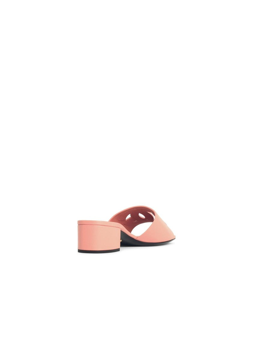 Dolce & Gabbana Pink Calfskin Leather Slippers