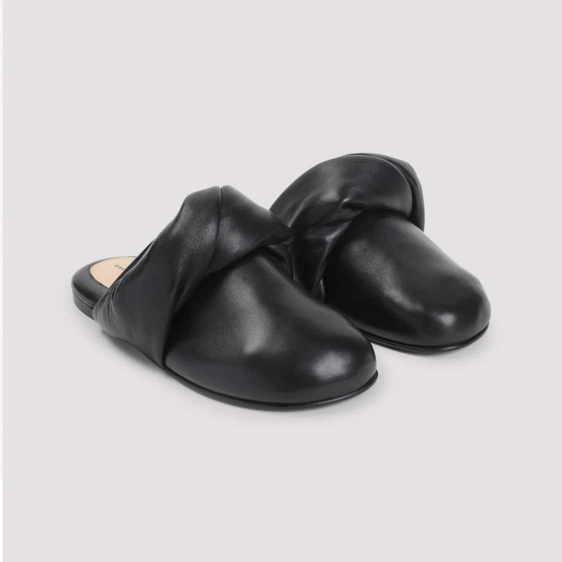 Carven Garnier Knotted Black Lamb Leather Mules
