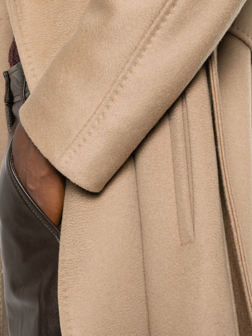 Max Mara Virgin Wool Wide Lapel Belted Long Coat