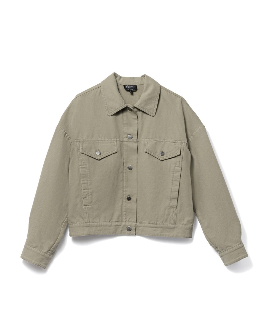 A.P.C. Heavyweight Off-White Canvas Jacket With Classic Collar