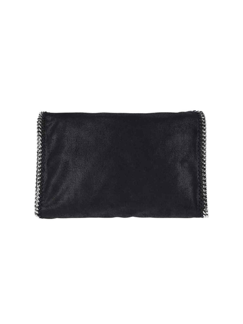 Stella Mccartney Textured Black Rectangular Silver Chain Shoulder Bag