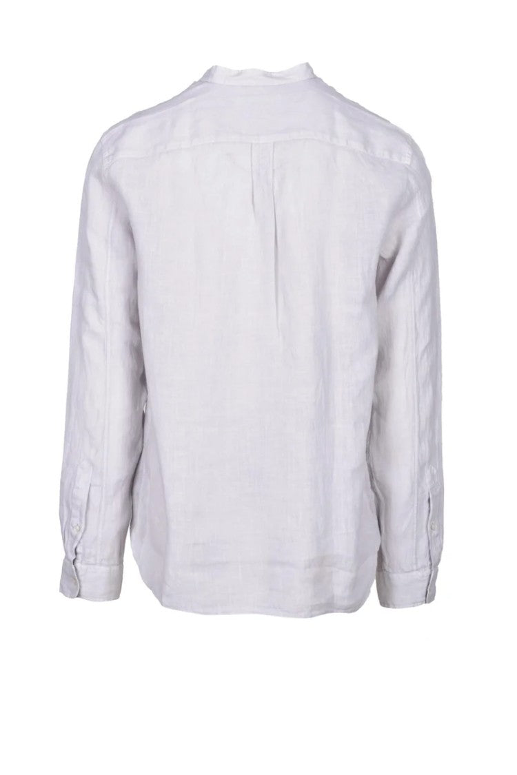 Baturo Light Grey Band Linen Shirt