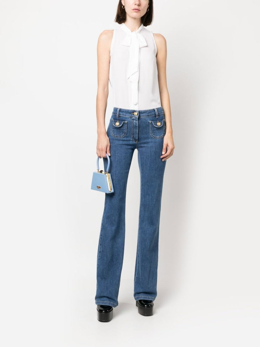 Moschino Silk Pussy-Bow Collar Blouse