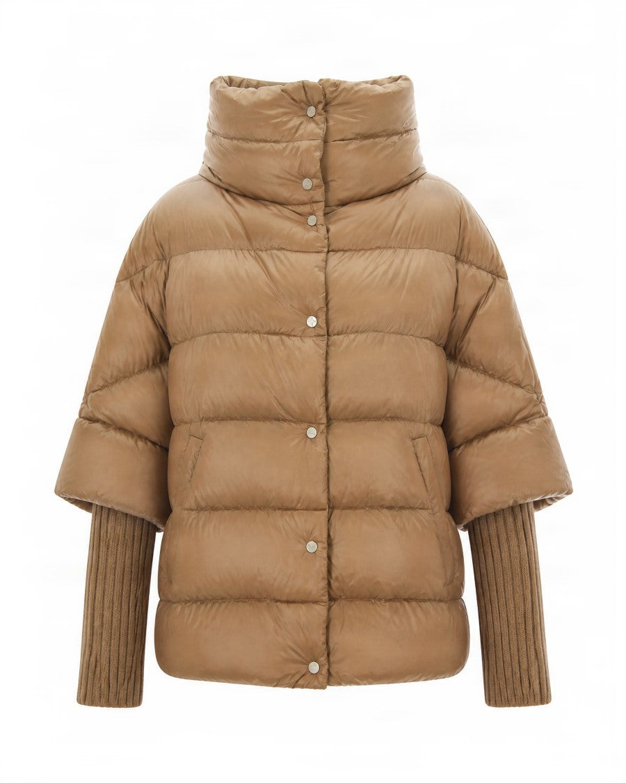 Herno Boxy High-Collar Puffer Jacket With Ribbed Knit Cuffs