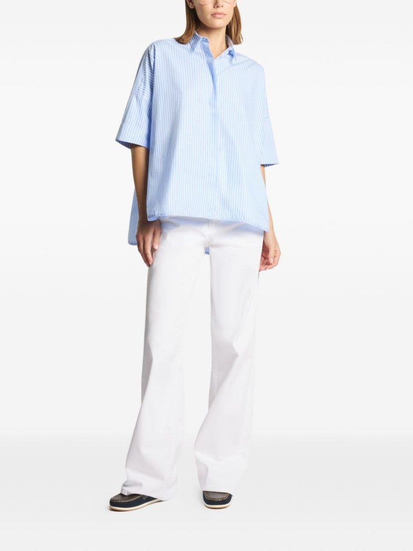 Fay Vertical Striped Loose-Fitting Shirt With Concealed Button Fastening