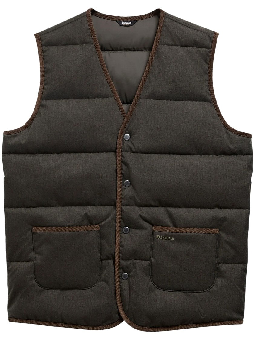 Barbour Padded Quilted V-Neck Snap Vest