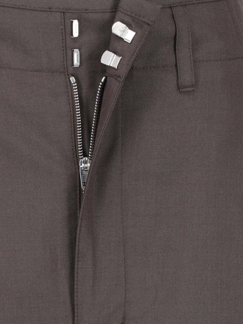 Lemaire High-Waisted Pleated Brown Wool-Blend Wide-Leg Pants