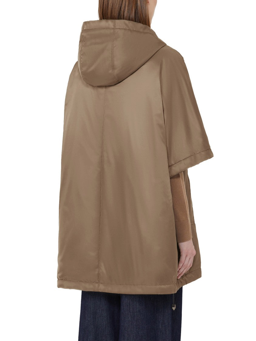 Max Mara Relaxed Brown Jacket With Hood And Smooth Finish