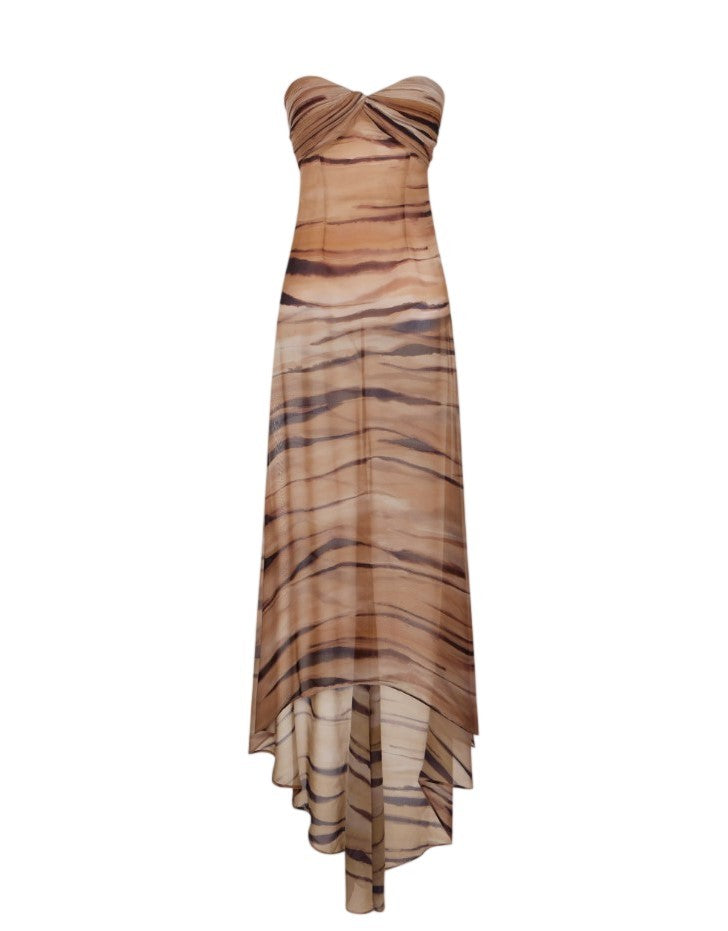 Elisabetta Franchi Red Carpet Chiffon Off Shoulder Dress