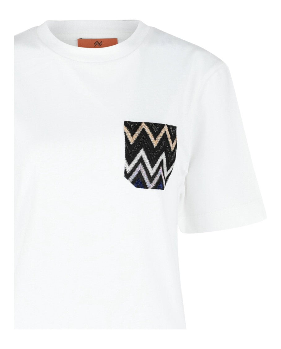 Missoni Cotton T-Shirt With Zig Zag Lamé Pocket