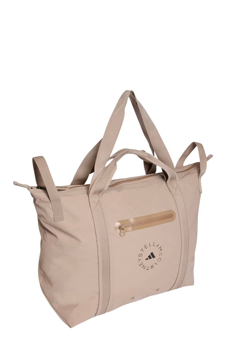 Adidas By Stella Mccartney Beige Logo Padded-Handles Laptop-Compartment Polyester Tote Bag