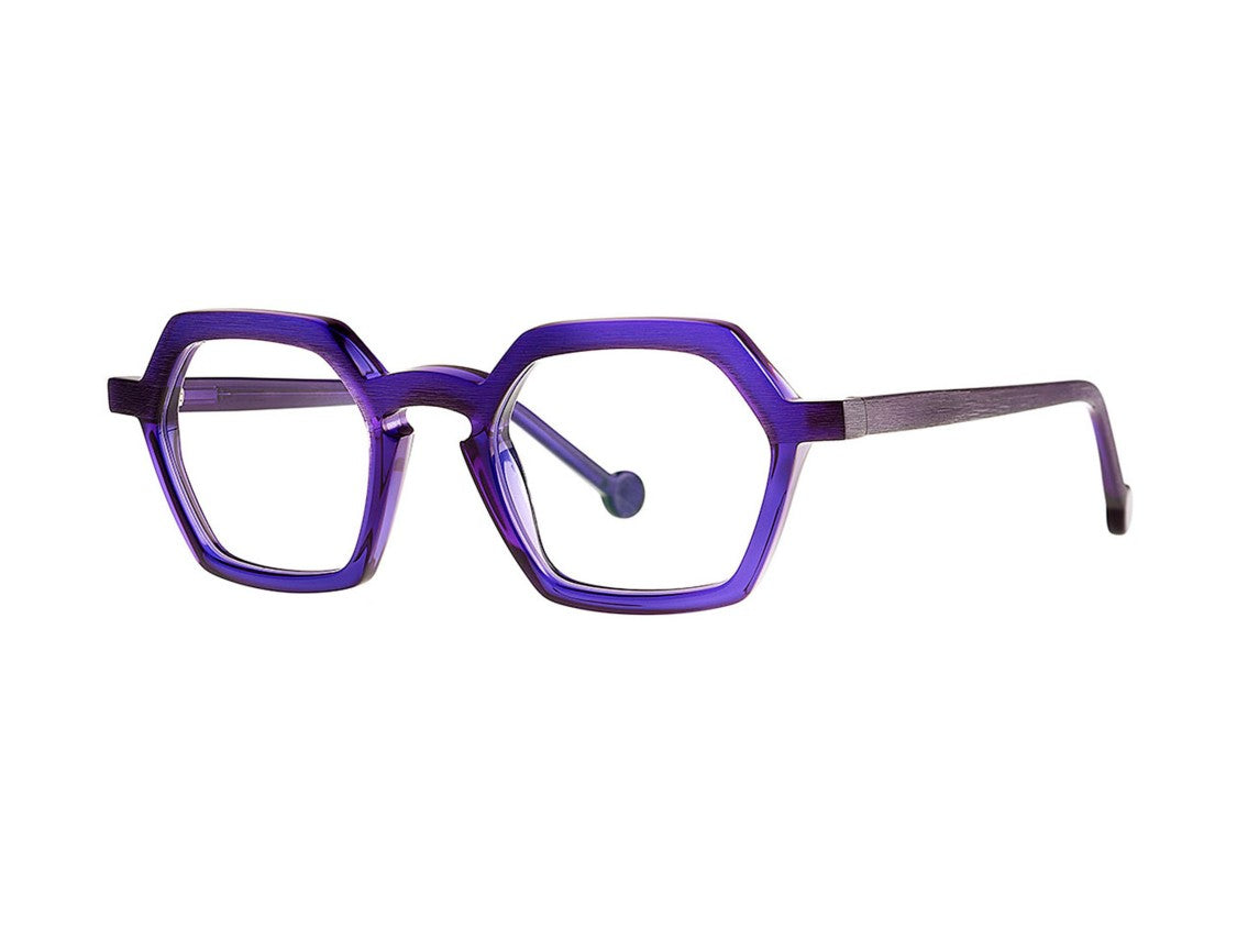 Theo Purple Fishing Owl 017 Hexagonal Acetate Sunglasses