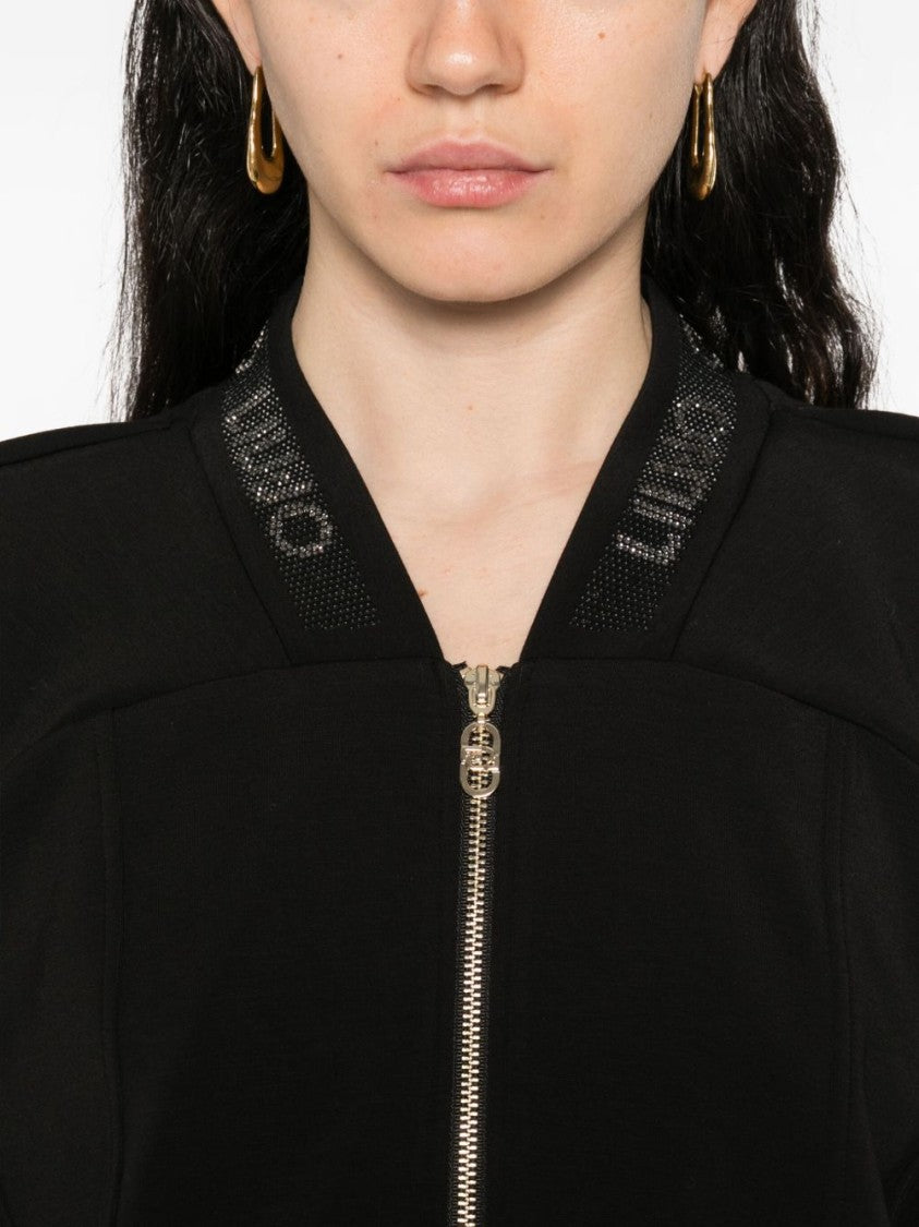 Liu Jo Relaxed Black Sweatshirt With Front Zipper