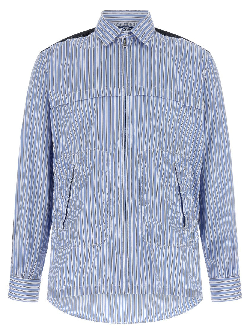 Junya Watanabe Striped Poplin Shirt With Denim Inserts