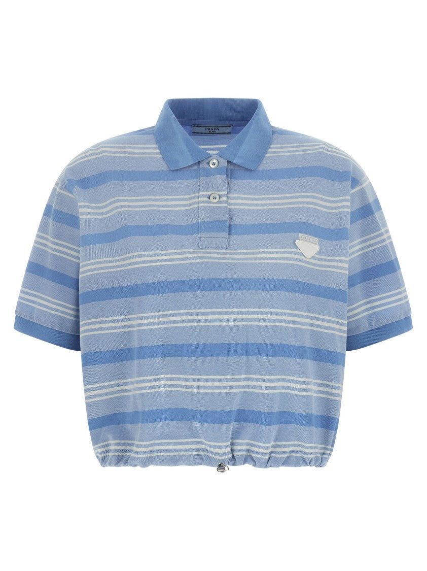 Prada Cropped Striped Polo Shirt