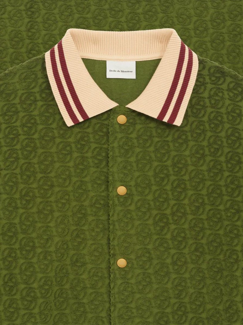 Drôle De Monsieur Monogrammed Cotton Shirt In Refined Green