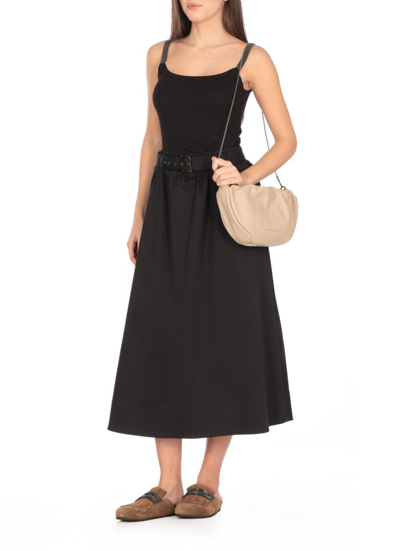 Brunello Cucinelli Black Cucinelli Cotton Top With Diamond Cut Brass