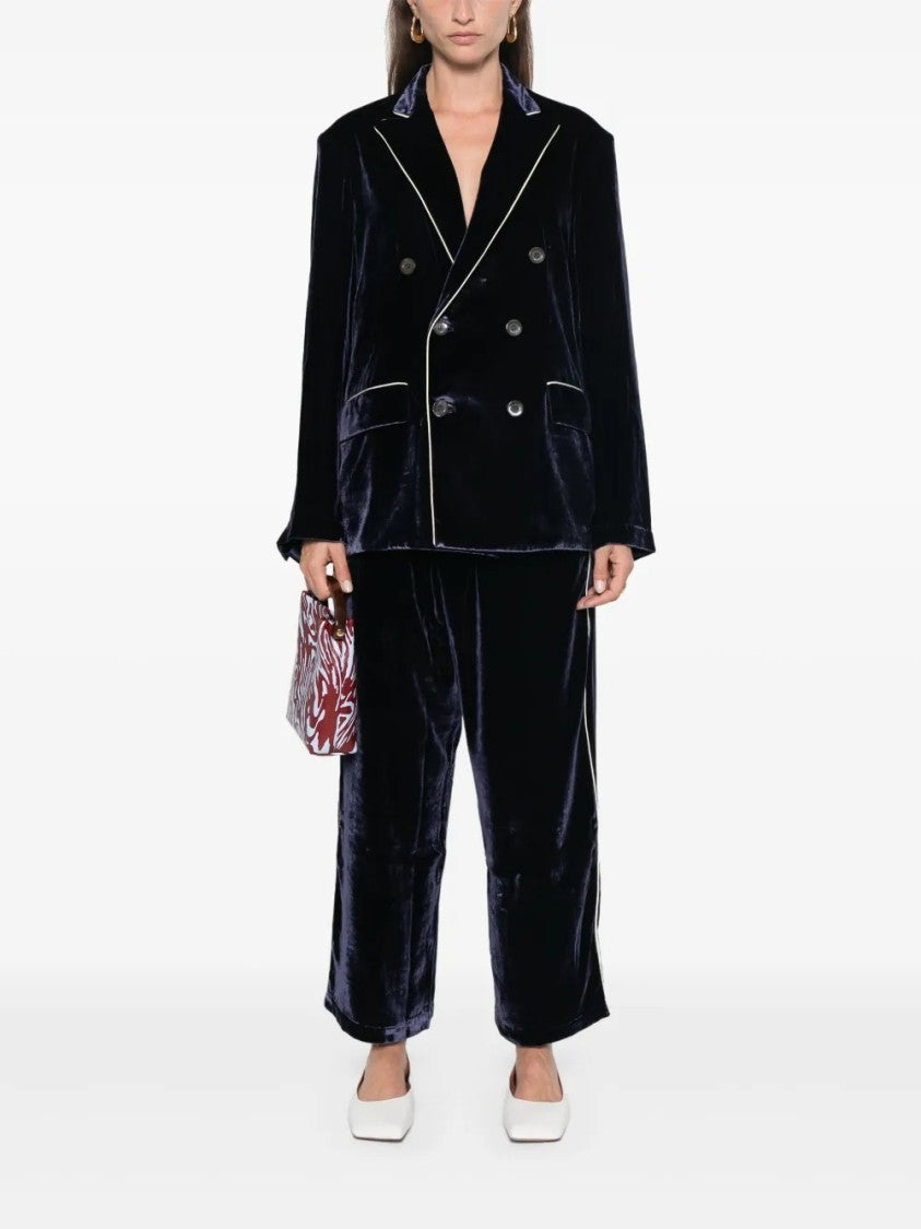 Pierrelouis Mascia Double-Breasted Velvet Jacket With Peak Lapels