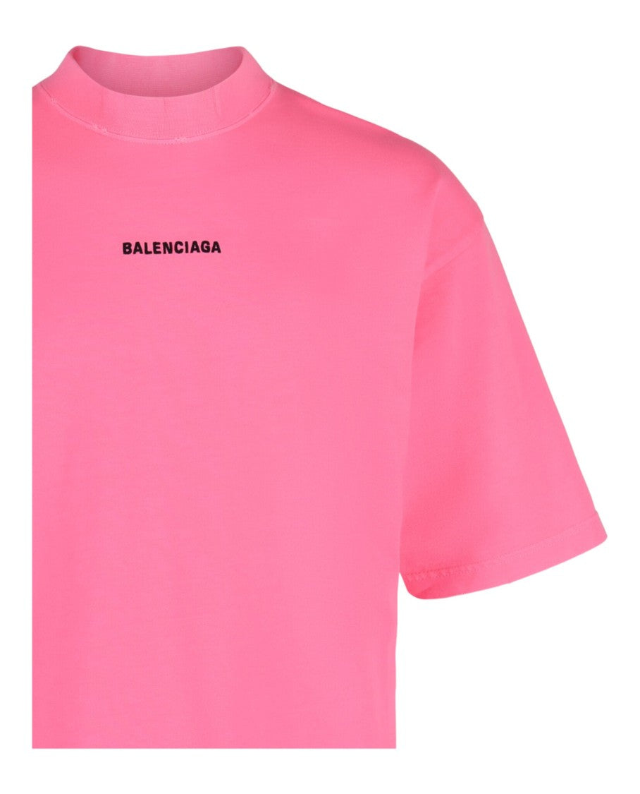 Balenciaga Embroidered Logo Distressed Medium Fit T-Shirt