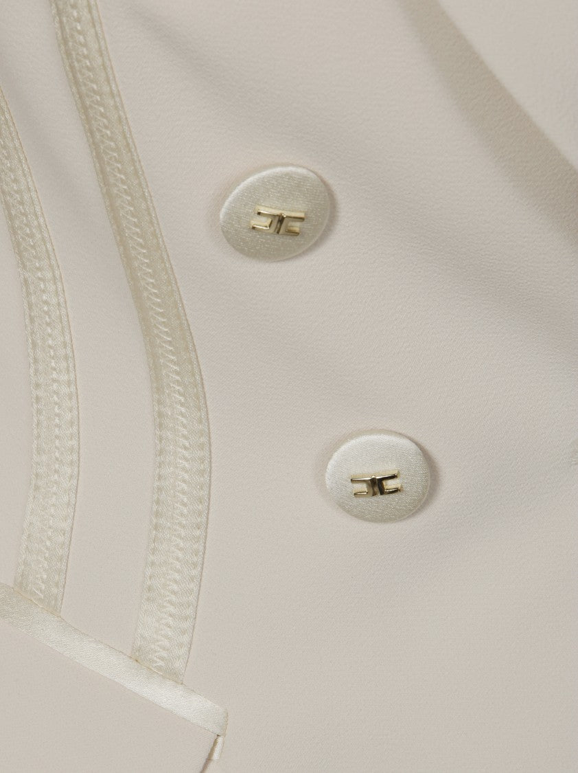 Elisabetta Franchi Double-Breasted Blazer With Satin Lapel And Trim
