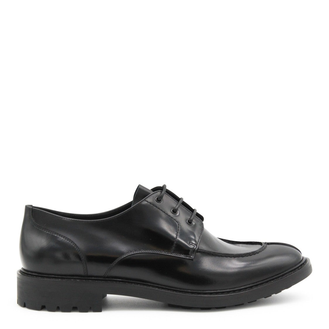 Saint Laurent Black Leather Lace Up Loafers