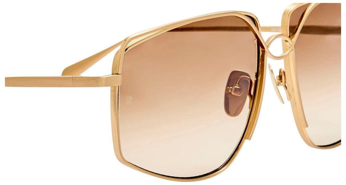Linda Farrow Lfl Geometric Titanium Sunglasses With Polished Gold Finish