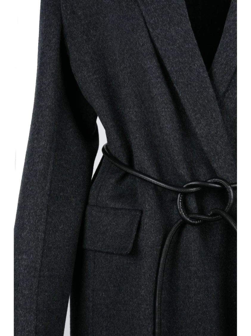 Semi Couture Grey Wool Double-Breasted Long Coat