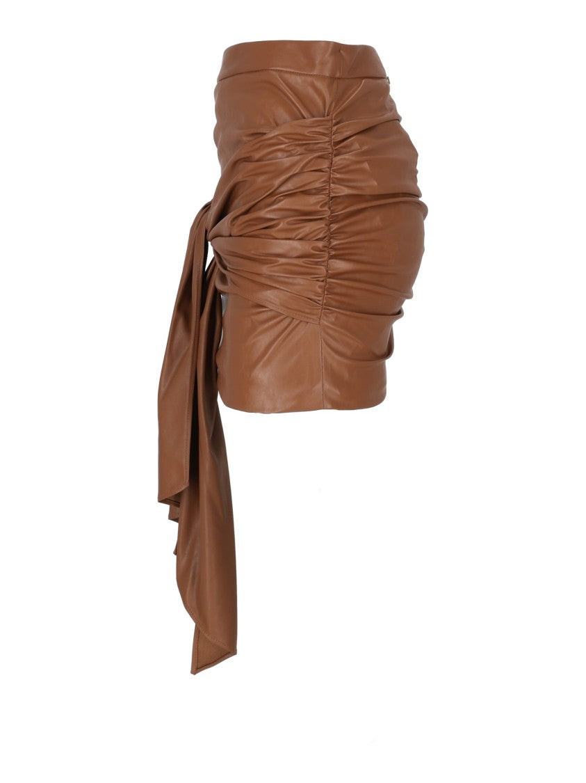 Elisabetta Franchi Ruched Mini Skirt With Draped Tie Detail