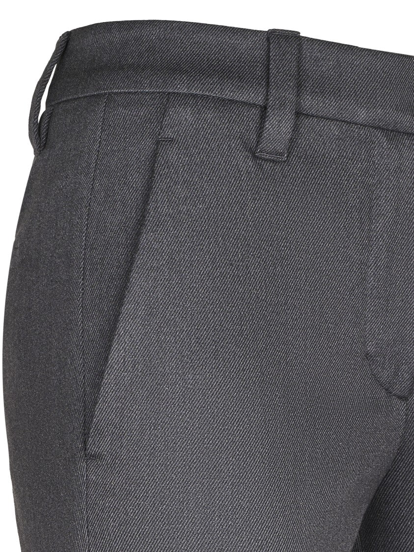 Brunello Cucinelli Tailored Grey Trousers With Mid-Rise Waist And Refined Texture