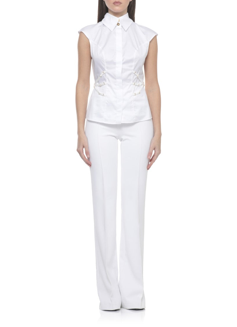 Elisabetta Franchi White Cotton Sleeveless Shirt