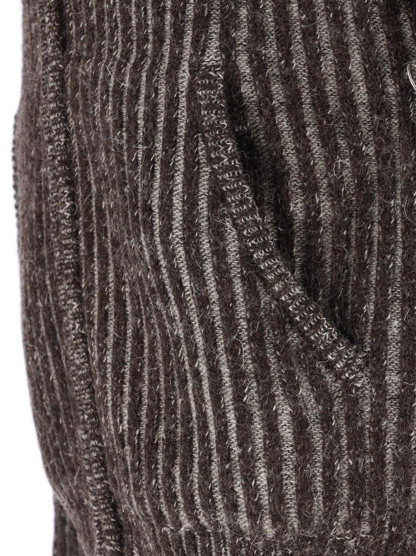 Our Legacy Grey Cropped Textured Ribbed Sweater