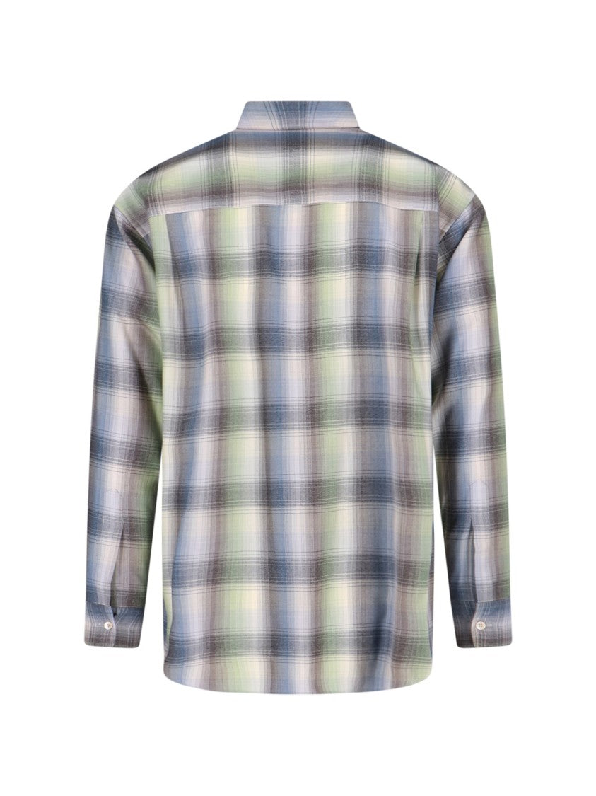 Auralee Multicolor Plaid Wool Shirt With Classic Collar