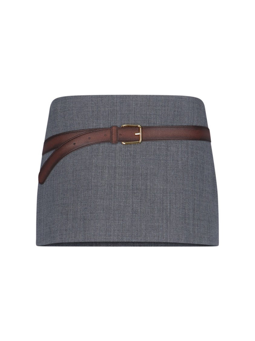 Prada Mini Skirt With Trompe-L'œil Belt – Grey