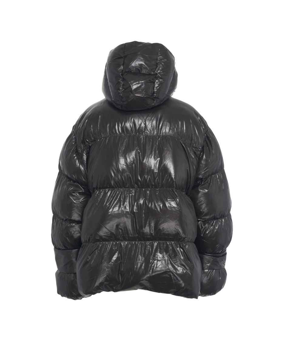 Oval Square Quilted Puffer Jacket With High Collar