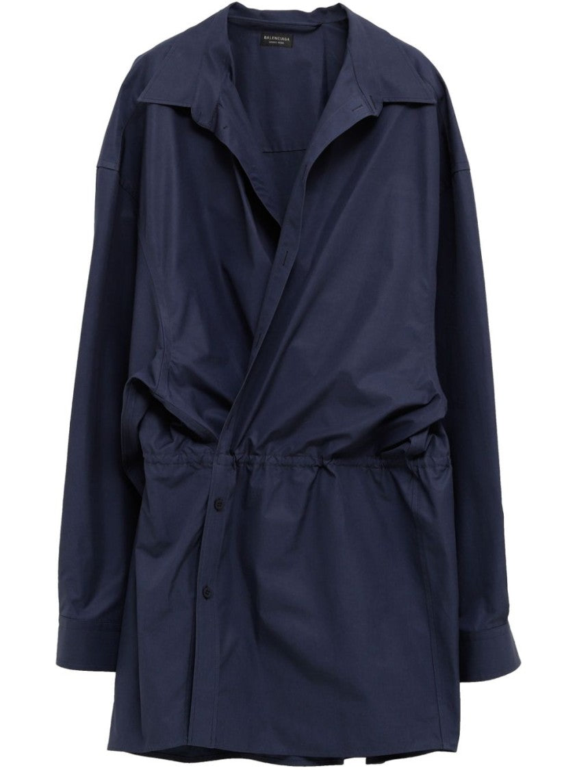 Balenciaga Wrap Design Dress With Cinched Waist And Long Sleeves