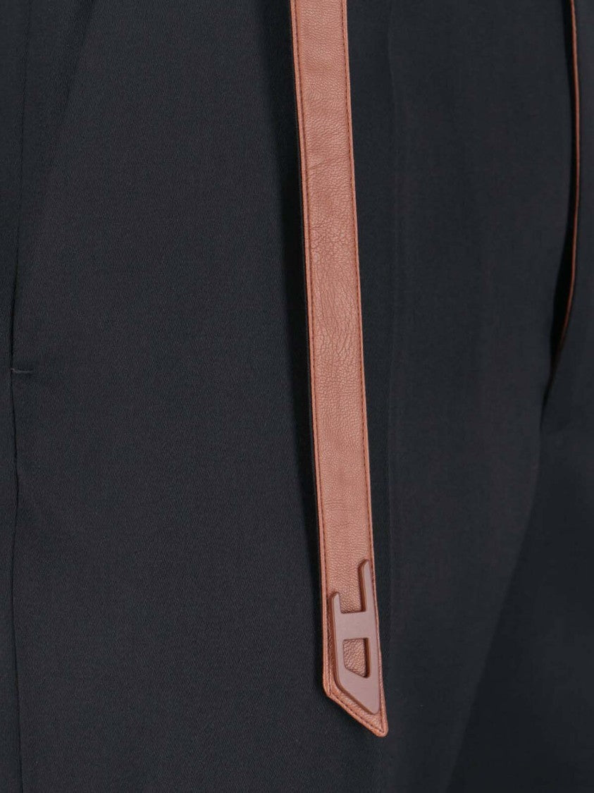 Diesel Black Tailored Biker Belt Straight Trousers