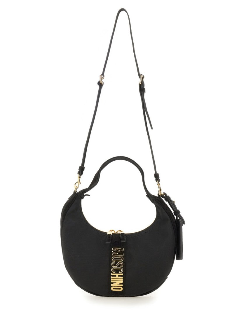 Moschino Crescent-Shaped Handbag With Gold-Tone Accents