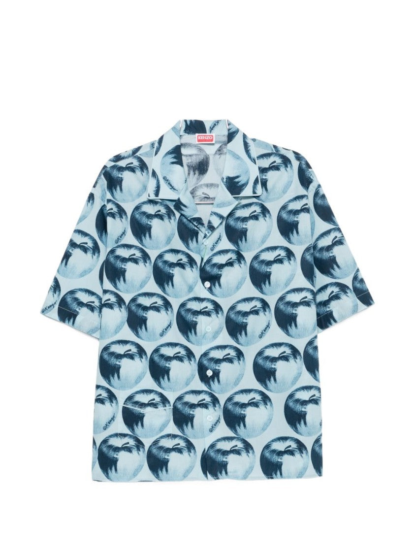 Kenzo Apple Print Short-Sleeved Shirt With Camp Collar