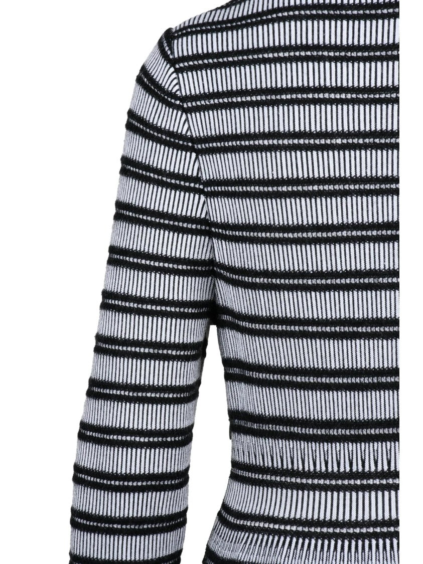 Valenti White/Black Flared Ultrafine Merino Wool Dress
