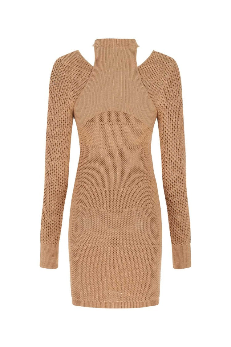 Andreâdamo Biscuit Mesh Mini Dress