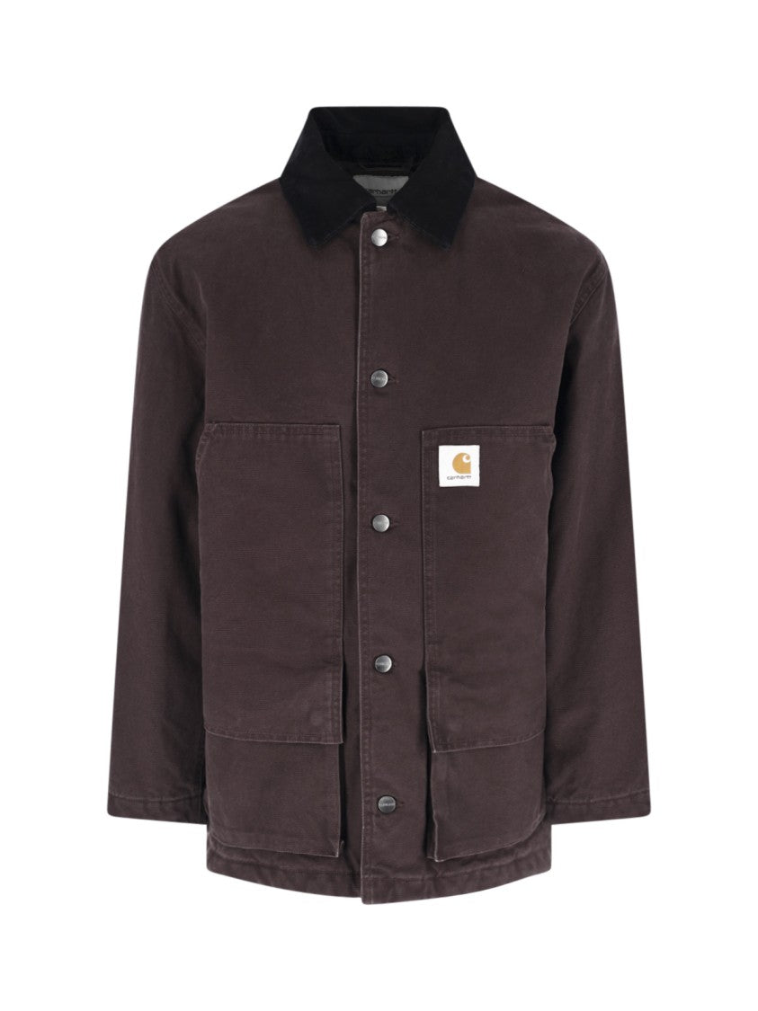 Carhartt Wip Brown Lander Velvet-Collar Cotton Jacket