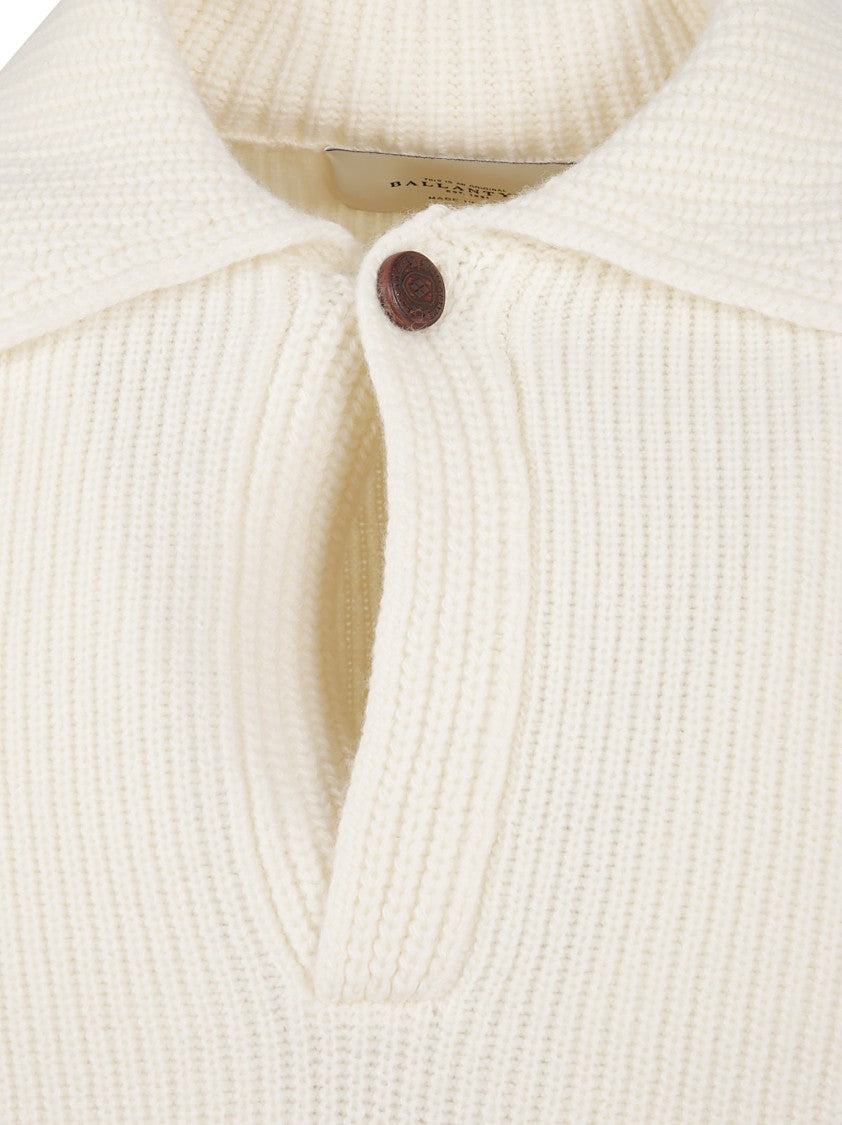 Ballantyne Ribbed Knit Sweater With Classic Collar