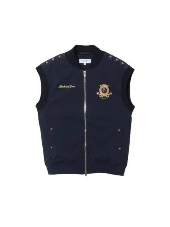 Mark&Lona Ribbed Collar Zip-Through Vest With Decorative Studs