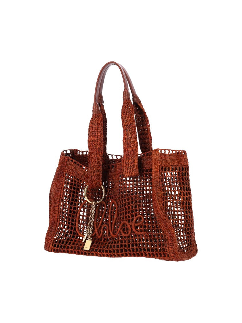 Chloé Brown East West Summer Raffia Tote