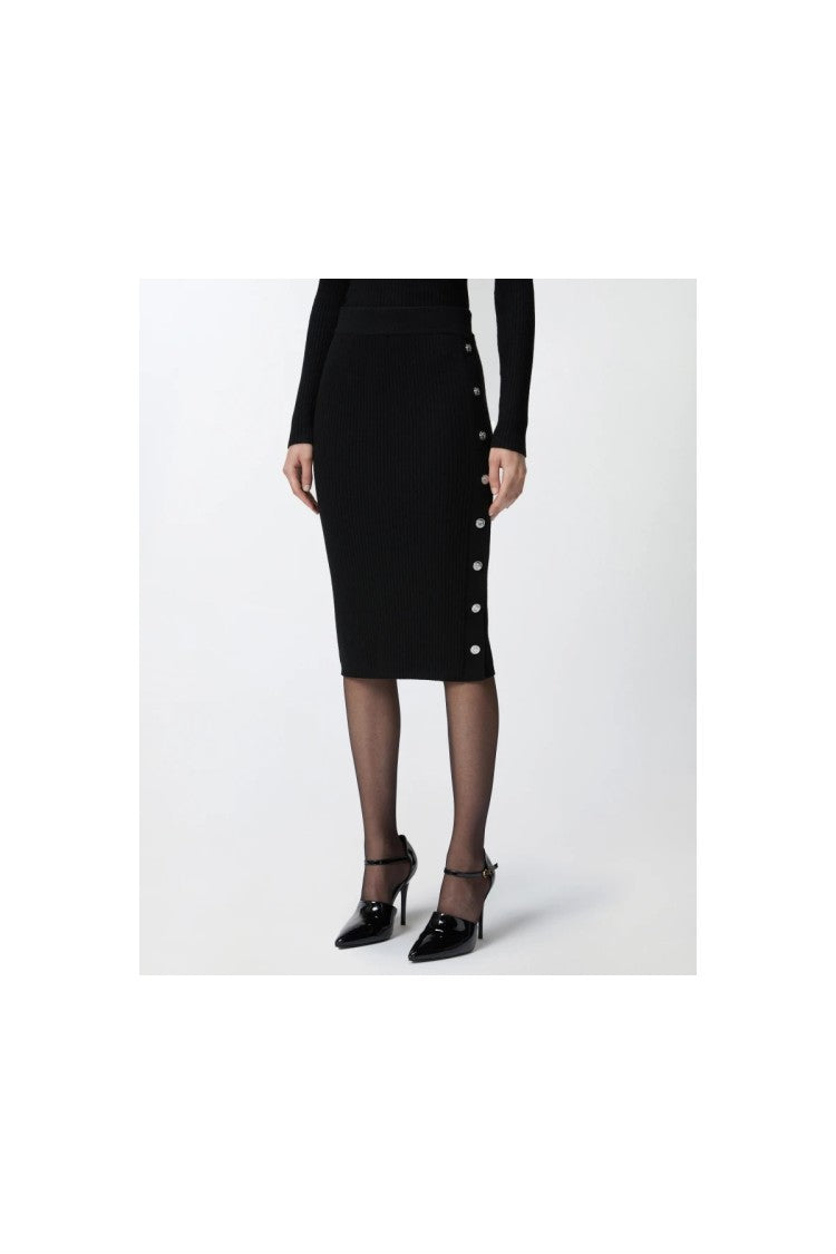 Pinko Black Wool-Blend Skirt